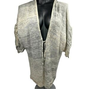 ADAM Lippes Merino Wool Blend Open Front Cardigan Sweater Gray Small